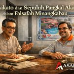 Budi Mulya dan Saiful Guci berdiskusi tentang Asakato dan sepuluh pangkal akal dalam adat Minangkabau