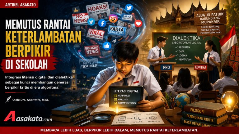 Ilustrasi literasi digital di sekolah untuk membangun berpikir kritis dan memutus keterlambatan berpikir siswa