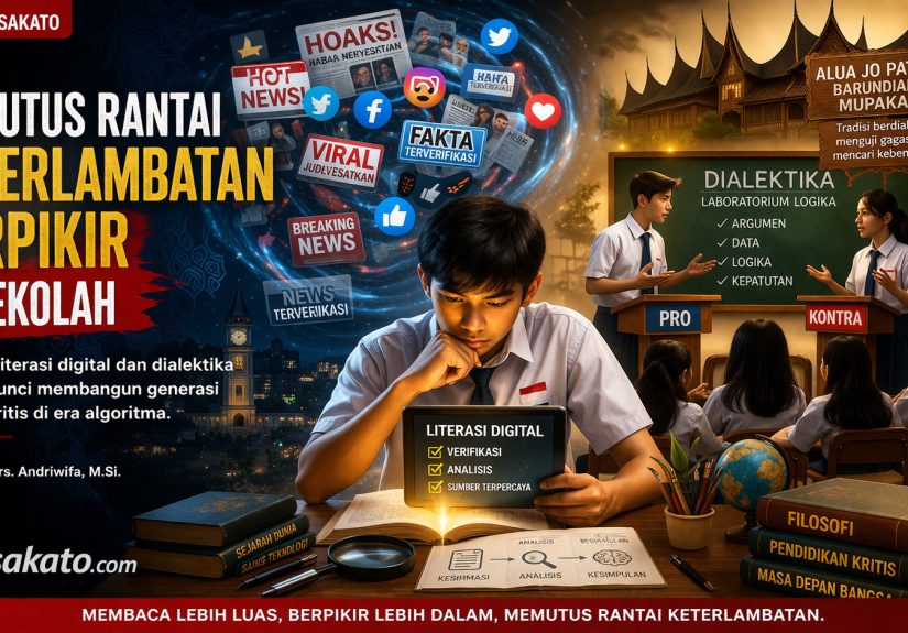 Ilustrasi literasi digital di sekolah untuk membangun berpikir kritis dan memutus keterlambatan berpikir siswa