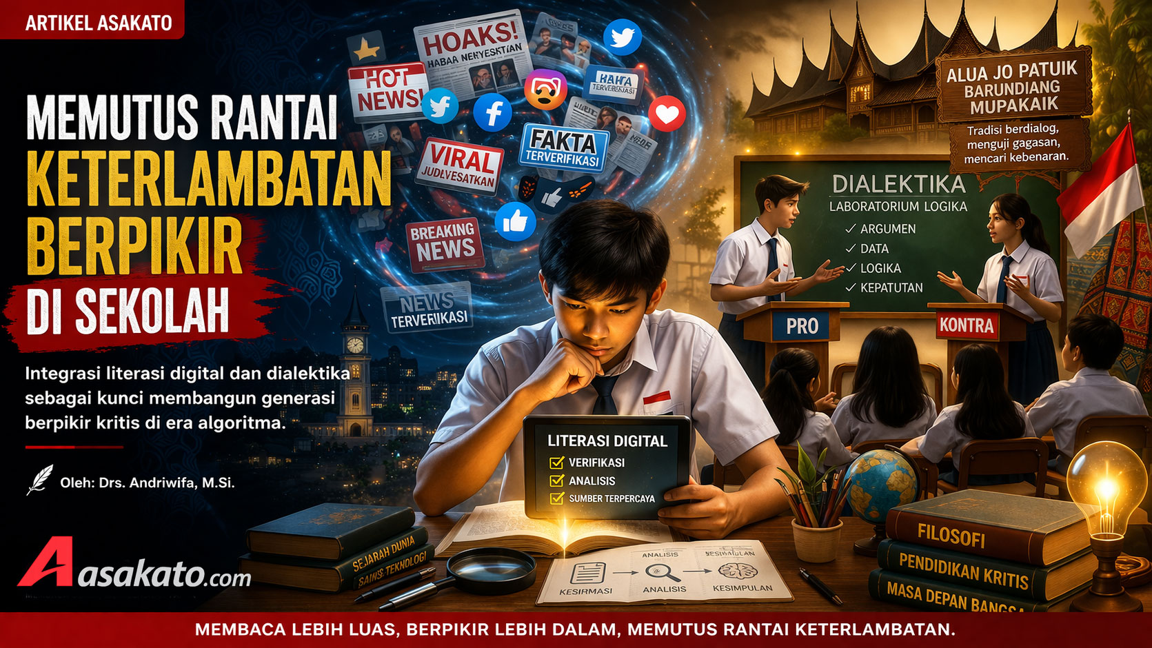Ilustrasi literasi digital di sekolah untuk membangun berpikir kritis dan memutus keterlambatan berpikir siswa