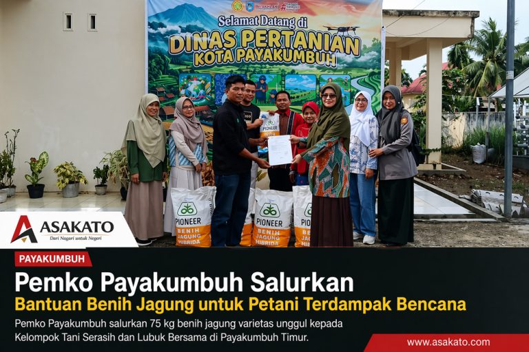Pemko Payakumbuh Salurkan bantuan benih jagung kepada kelompok tani terdampak bencana hidrometeorologi di Payakumbuh Timur.