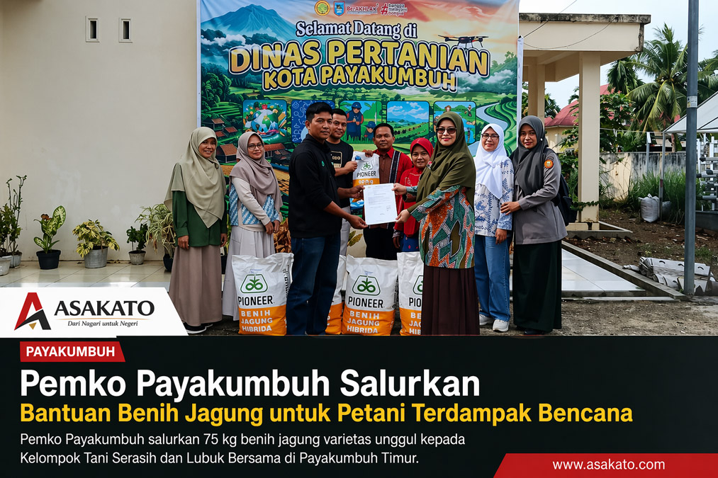 Pemko Payakumbuh Salurkan bantuan benih jagung kepada kelompok tani terdampak bencana hidrometeorologi di Payakumbuh Timur.