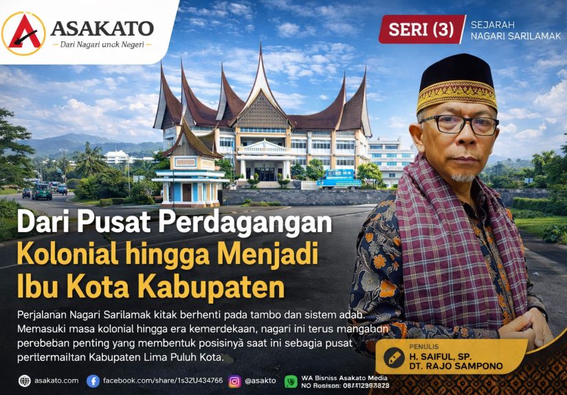 Sejarah Sarilamak dari masa kolonial hingga menjadi ibu kota Kabupaten Lima Puluh Kota dengan latar Kantor Bupati dan tokoh adat