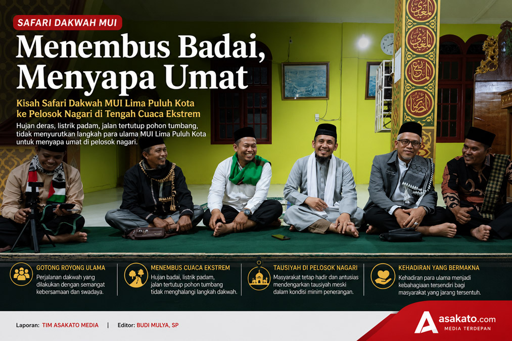 Tim MUI Lima Puluh Kota saat safari dakwah ke pelosok nagari di tengah cuaca ekstrem