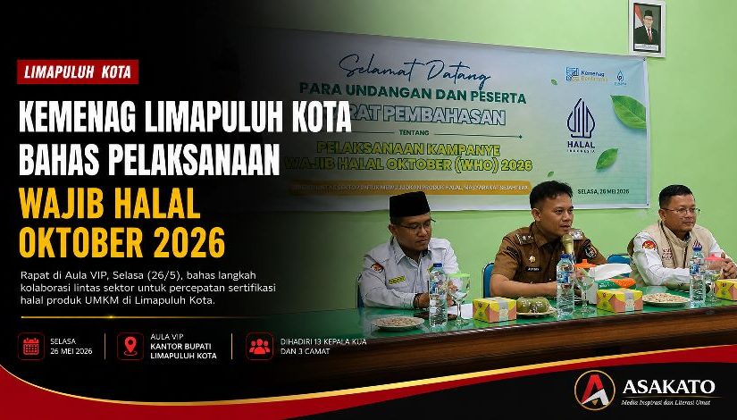 Rapat pembahasan program Wajib Halal Oktober 2026 di Lima Puluh Kota