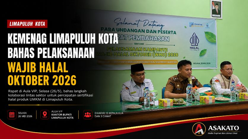 Rapat pembahasan program Wajib Halal Oktober 2026 di Lima Puluh Kota