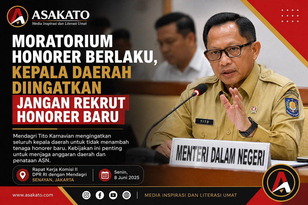 Mendagri Tito Karnavian mengingatkan kepala daerah agar tidak merekrut tenaga honorer baru selama moratorium non-ASN masih berlaku.