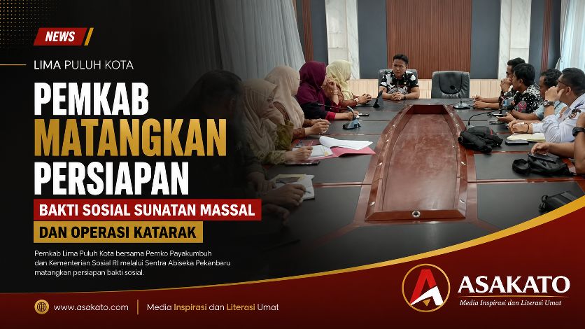Rapat koordinasi Pemkab Lima Puluh Kota bersama Pemko Payakumbuh dan Sentra Abiseka Pekanbaru membahas persiapan bakti sosial sunatan massal dan operasi katarak.