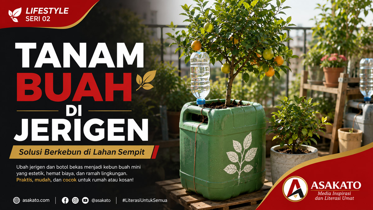 Tanam buah di jerigen dan botol bekas sebagai solusi berkebun di lahan sempit dengan sistem irigasi tetes sederhana.