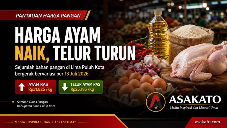 Harga ayam naik dan telur turun di Lima Puluh Kota 13 Juli 2026