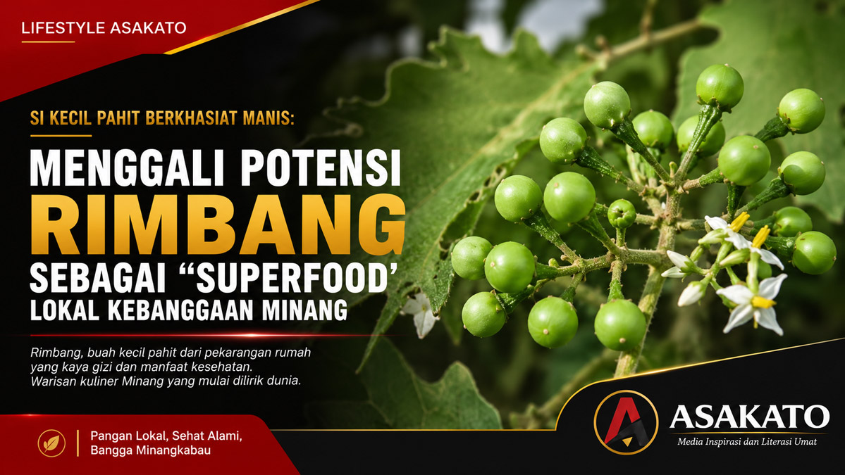 Buah rimbang (Solanum torvum) tumbuh bergerombol di pohonnya, salah satu pangan lokal Minangkabau yang kaya manfaat kesehatan.