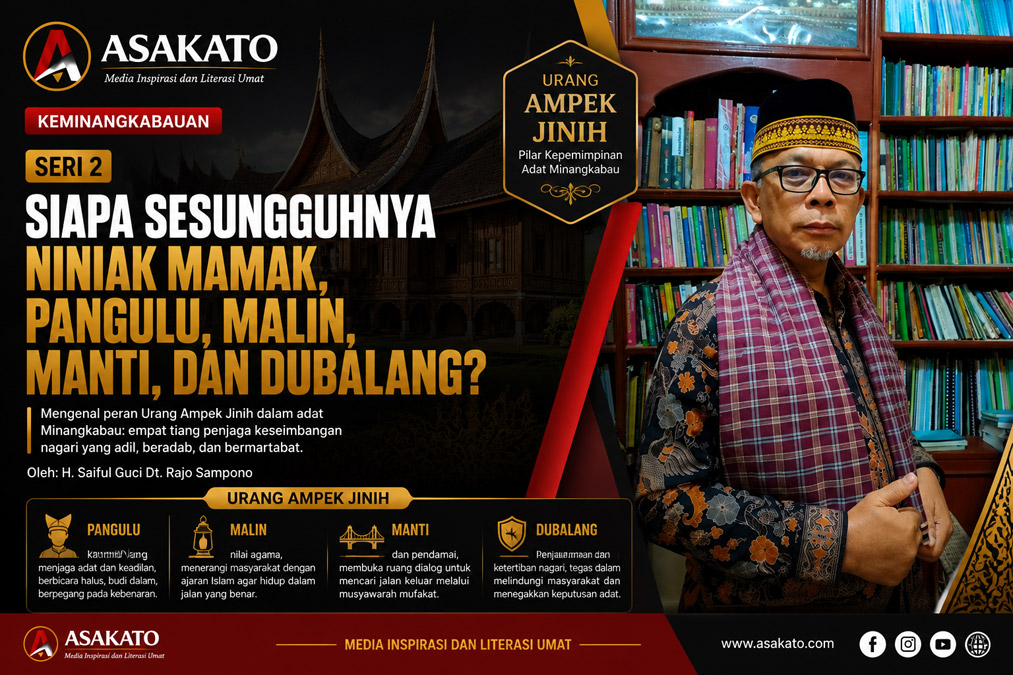 H. Saiful Guci Dt. Rajo Sampono menjelaskan peran Niniak Mamak, Pangulu, Malin, Manti, dan Dubalang dalam adat Minangkabau.