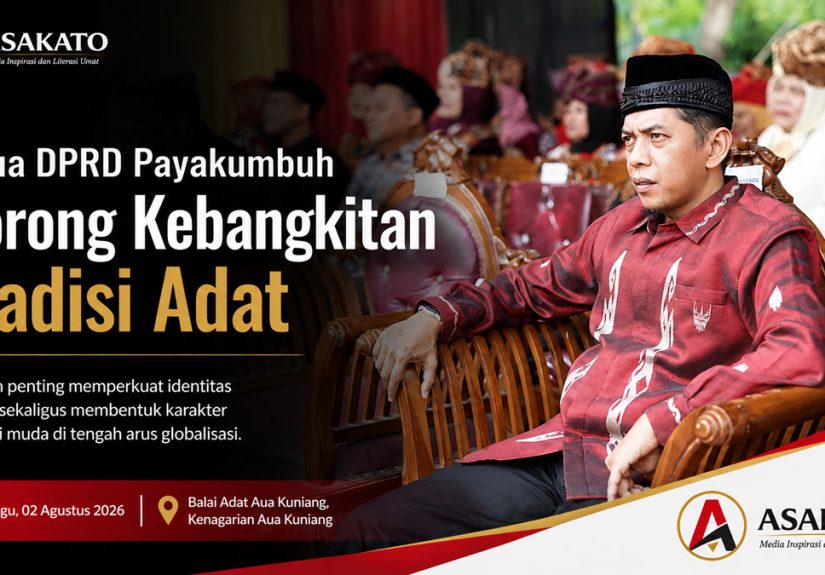 Ketua DPRD Kota Payakumbuh Wirman Putra menghadiri kegiatan Mambangkik Tradisi Adat Salingka Nagari di Balai Adat Aua Kuniang.