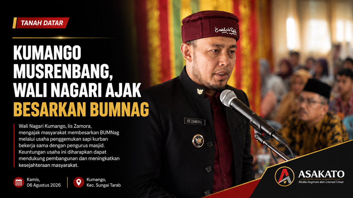 Wali Nagari Kumango Iis Zamora membuka Musrenbang Nagari Kumango dan mengajak masyarakat membesarkan BUMNag di Kecamatan Sungai Tarab, Kabupaten Tanah Datar.