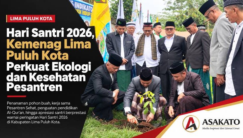 Penanaman pohon buah produktif dalam rangka Hari Santri 2026 di Kabupaten Lima Puluh Kota.