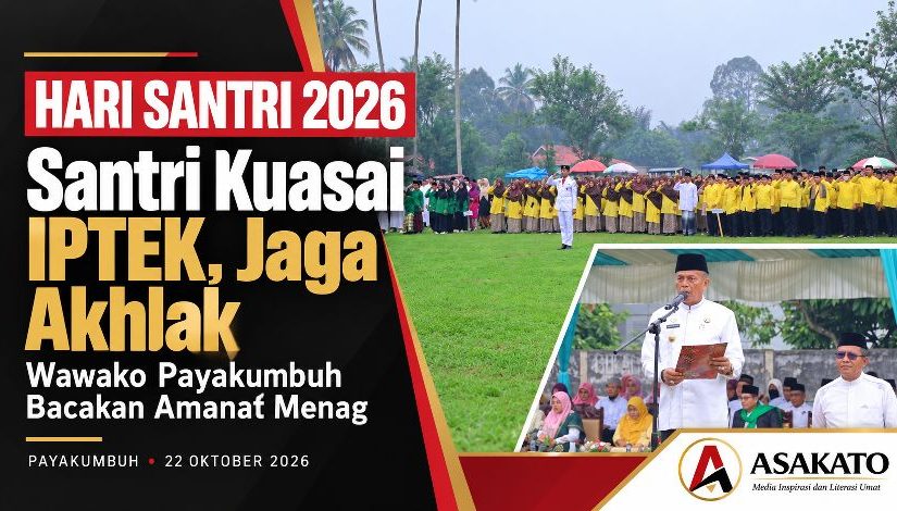 Elzadaswarman membacakan amanat Menteri Agama pada apel Hari Santri Payakumbuh 2026